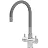 Shurity Rubinetto da cucina Sottofinestra con canna snodabile Shurity Snake 3 vie 3/8" (Cromo/Grigio)