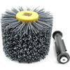 HobbyPower24 Spazzola in nylon a grana 180 + mandrino di fissaggio M14, rullo per rasatura, rullo 120 x 100 x 19 mm, rullo abrasivo
