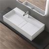 doporro Lavabo Bagno Sospeso Rettangolare Lavabo da Appoggio con Foro Rubinetto 80 x 40 x 14 cm Bianco Opaco Lavandino in Resina Minerale Ideale per Casa Ristorante e Hotel Design Colossum6028