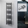 ELEGANT Termoarredo di design antracite 1600x400mm con termostato multiblocco cromato, scaldasalviette, scalda asciugamani, asciugamani riscaldati