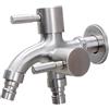SOPOTUTU Rubinetto in Acciaio Inox Doppia Uscita Con Valvole Sicuro e Antileak Per Lavatrice Giardino e Lavandino Facile Da Installare e Resistente