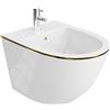 LAVITA Bidet universale da parete Sofi Gold Line con foro per rubinetto e protezione per troppopieno in ceramica, lavabo bidet per montaggio a parete, igienico e facile da pulire, 36,5 x 49 x 32,5 cm