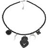Handmade Collana girocollo cristalli con sacro cuore ex voto nero e charms
