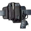 Vistnale Organizer tascabile Edc | Fodero multiuso in pelle per cintura, organizer tascabile EDC con portachiavi, per cintura torcia elettrica, custodia multiuso per uomo campeggio (Nero)