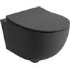 LAVITA WC sospeso Brava Black Sedile WC con chiusura ammortizzata e cerniere in metallo WC senza brida WC sospeso 360x480x375 mm Nero