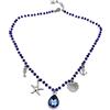 Silvia Creations And Co Collana girocollo catena acciaio con cristalli blu e ciondoli mare - cavalluccio marino - conchiglia - goccia - ancora- stella marina