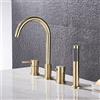 XJTNLB Vasca Bordo Vasca 4 Fori Miscelatore Doccia Caldo e Freddo Rubinetteria Bagno con Doccetta Rubinetti per Vasca Bifunzionale Miscelatore Bordo Vasca da Bagno,Oro Spazzolato
