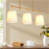 BNWRZCJXY Lampada a Sospensilineare a 3 Luci per Isola da Cucina con Paralume in Tessuto, Lampada a Sospensida Soffitto Vintage in Oro, Lampadario Lineare Nero Antico da Fattoria per Tavolo da Pranzo,