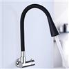 ZPSPZ Rubinetto a Muro Solo Acqua Fredda Foro Singolo Girevole Libera Risciacquo Ottone Durevole Miscelatore Lavello Cucina-Nero -A