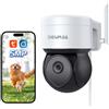 SHIWOJIA TUYA Telecamera di sorveglianza WiFi Esterno, Smart Life 5MP Camera Esterna Sensore di Movimento, 355° 90°Visione Notturna, Audio Bidirezionale Impermeabile IP65