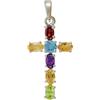Generico Multi Birthstone Cross Pendant Handmade 925 Sterling Silver Cross Pendant Natural Gemstone Jewelry