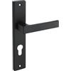 Gedotec Set di maniglie a leva nero opaco - piastra lunga - PZ - cilindrio- Maniglie per porte interne Din standard 72 mm - per porte con spessore 35-47 mm - PUSH 1317