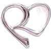 Generic Spilla in Argento 925 con Iniziale R a forma di Cuore - finitura lucida - lettera - alfabeto -