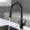 XJTNLB Rubinetto Cucina 3 Vie Doccetta Nero Rubinetto Collo di Cigno Monocomando Miscelatori Da Cucina con Display Miscelatore Acqua Potabile in Ottone