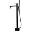 XDSMB Miscelatore Vasca a Pavimento con Doccetta 2 Modalità Rubinetto Vasca da Bagno Freestanding con Tubo Doccia 59'',nero