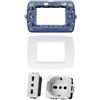 Di Tutto Per Tutti® Set Completo 4 Pezzi Living Light Compatibile | 1 Placca 3 Posti | 1 Supporto 3 Posti | 1 Shuko 2P + T 10/16A 250V | 1 Presa Bipasso 2P+T 16A 250V | Bianco