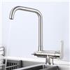 ZPSPZ Rubinetto Cucina 3 Vie Sottofinestra Pieghevole, Girevole 360° Ottone Acqua Depurata Acqua Fredda e Calda Ottone Miscelatore Cucina-Spazzolato