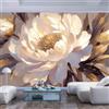 JIAOQSS Carta da parati murale con arte 3D Camera Ristorante Ufficio dei bambini Famiglia Soggiorno parete Poster fotografico Murales Decorazione Pittura Arte Fiore gigante bianco beige
