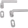 Gedotec Set di maniglie in acciaio inox satinato [PZ - cilindro] 1x maniglia ovale I L-FORM I Maniglia per porte di spessore 35-47 mm | Maniglia con materiale di fissaggio