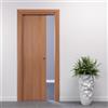 FIP Porte Italiane, Porta Scorrevole Interno Muro, Porta a Scomparsa in Legno, Telaio in HDF e Coprifili Waterproof, Colore Noce Tanganica Naturale, 70x210 cm, con Serratura Ottone Lucido