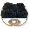 DUST/ROSE Clutch all'Uncinetto Nera con Lurex Oro, Borsa Fatta a Mano in Fettuccia, con Tracolla Rimovibile, 25x20x7 cm