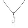 Jewellery Pit - Collana con ago da pesca in argento sterling - Ciondolo a forma di gancio lucidato - Collana biker da uomo con catena d'argento (60 cm)