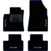 QUEMAR Tappetini Auto compatibili con Renault Clio V anche Hybrid dal 2019/ Kit Tappeti Moquette e Gomma su Misura (Set 2 Anter.+ 2 Poster.)/ Ricami e Colori Personalizzati (4 Ricami, Bordo Blu)