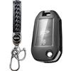 MEDZUK Custodia per Chiave Compatibile con Peugeot 208 II e-208 2020-2024 2025 Cover Chiave Auto, Guscio Chiave TPU Protezione con Portachiavi Accessori (Nero)