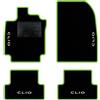 QUEMAR Tappetini Auto per Renault Clio III, Bordo V.Acido, 4 Ricami | 1998-2012 / anche Grandtour / Kit Tappeti Moquette e Gomma su Misura / Set 2 Anteriori + 2 Post./ Ricami e Colori Personaliz.