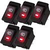 Mintice 5 Pezzi 12V 30A Moto Veicolo Auto Rosso Luce Fendinebbia Pulsante Interruttore a Levetta Impermeabile On Off Spst 4 Terminale Impermeabile