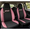 Auto Accessori Lupex - Coprisedili Auto Compatibili per Smart ForFour seconda serie, colore nero rosa, Made in Italy, poggiatesta incluso, Set Copri sedili Anteriori e Posteriori