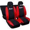 Lupex Shop Copri-sedili Auto Compatibili Seicento 600 | Set Coprisedili Anteriori e Posteriori | Logo Ricamato | Airbag Compatibile | Accessori Auto Interno (Nero/Rosso)