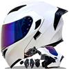 QJWMatic Casco da Moto Integrale con Doppia Visiera, Omologato ECE, con Tecnologia Bluetooth Integrata, Apribile per Uomo E Donna J,M55-56CM