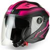CRUIZER Casco Jet Moto Scooter Omologato Doppia Visiera Nero Opaco Rosa (M)