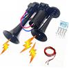 YIYIDA Clacson per auto Tromba elettrica Tromba d'aria 165db Air Horn Tromette nero doppio tubo Tromba camion Clacson Altoparlante corno per auto 12V camion SUV barca ect