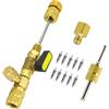 Zhanhai 10 x nucleo valvola + 1 x dado in ottone + 1 x strumento di rimozione nucleo valvola + 1 x adattatore in ottone R410 R32, per manutenzione aria condizionata
