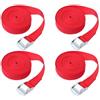 TopHomer Cinghie di ancoraggio a cricchetto, 2 m x 25 mm, 4 pezzi, cinghie di ancoraggio regolabili con fibbia in lega per bagagli, furgoni, camion, colore rosso