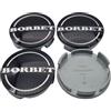 Borbet Coprimozzo per mozzo 55mm / 56mm, coppa per cerchio 74404, copricerchio nero lucido argento originale Center Cap (4)