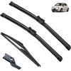 Autopixl Tergicristalli anteriori e posteriori for auto compatibili con Abarth FIAT 500 500cc 312 2007-2017 2008 2009 2010 24''14''12'' parabrezza parabrezza parabrezza (Color : Front Rear, Size : LHD)