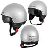 A-Pro Casco Jet Scooter Moto Omologato ECE 22 Visiera Parasole Argento XS