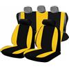 Generico coprisedili per fiat panda 2011/2024 in cotone giallo/nero, su misura- made in italy (base, 5 posti schienale posteriore diviso 3/4)