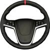 Rugnipw Copri Volante Per Opel Per Mokka 2013-2016 Per Opel Per Insignia 2009-2013 Per Astra J 2010-2015 Per Meriva Pelle Microfibra Nera Fai Da Te Coprivolanti Auto(Black Thread)