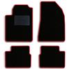 QUEMAR Tappetini Auto compatibili con Alfa Romeo GIULIETTA dal 2016/ Kit Tappeti in Moquette e Gomma su Misura (Set 2 Anteriori+2 Posteriori)/Ricami e Colori Personalizzati (Bordo Rosso, 0 Ricami)