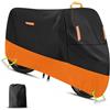 CIHAQQ Telo Coprimoto da Esterno Impermeabile per Piaggio Beverly S 400 HPE, Oxford Copri Moto da Esterno con Fori di Blocco Anti UV Copertura Moto Universale,Orange