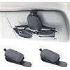 Yuoyar Supporto Magnetico per Occhiali da Sole per Auto, in Pelle, Porta Occhiali da Sole e Clip per Biglietti, Accessori per Visiera Auto, Confezione da 2 (Nero)