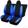Rebeca Shop® Coprisedili Auto Compatibili con Seicento 600, Made In Italy, Tessuto Policotone 210 Grammi MQ, Logo Auto Ricamato, Anteriori e Posteriori set completo (Nero/Royal, Senza Logo)