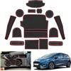 GAFAT Compatibile con Ford Fiesta ST MK8 2017-2023 2024 Tappetini Antiscivolo, Fiesta MK8 Tappetini in Gomma per Console Centrale, Portabevande Tappetini, Porta Tappetini (Rosso)