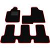 Generico Tappetini compatibili con Fiat Multipla 1999-2010, bordo rosso, kit tappetini auto personalizzati, set tappeti in velluto, tappeto auto