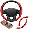 GSPSCN Coprivolante universale in fibra di carbonio per auto antiscivolo （36-39cm）, coprivolante a farfalla, protezione antiscivolo per volante segmentato, accessori interni auto (rosso)