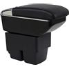OYHCM Bracciolo Centrale per Ford Fiesta MK7 2009-2017, Doppio Scomparto, Pelle Nera, Facile da Installare, Accessorio Auto Personalizzato